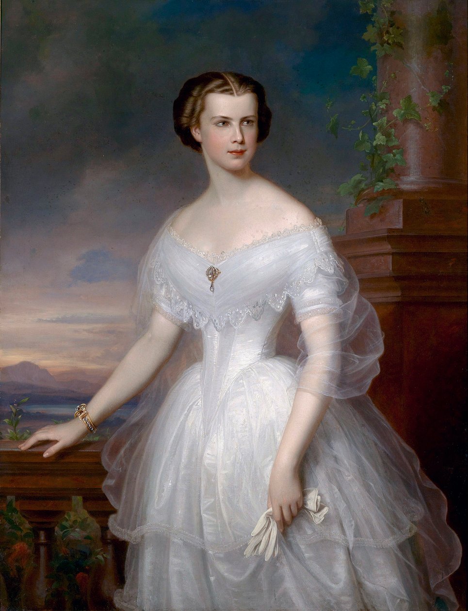 """"Portrett av Elisabeth av Wittelsbach (1837-1898) (sissi eller sisi), keiserinne av Østerrike (1854-1898) og dronning av Ungarn (1867-1898)"" Maleri av Franz Schrotzberg (1811-1889) ca. 1853 Privat samling av Franz Schrotzberg