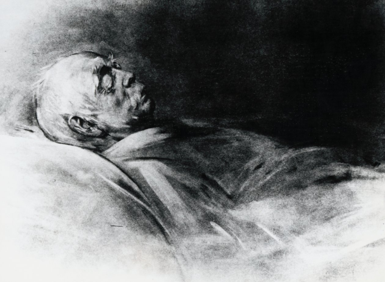 Otto von Bismarck (1815-1898) på dødsleiet av Franz Seraph von Lenbach