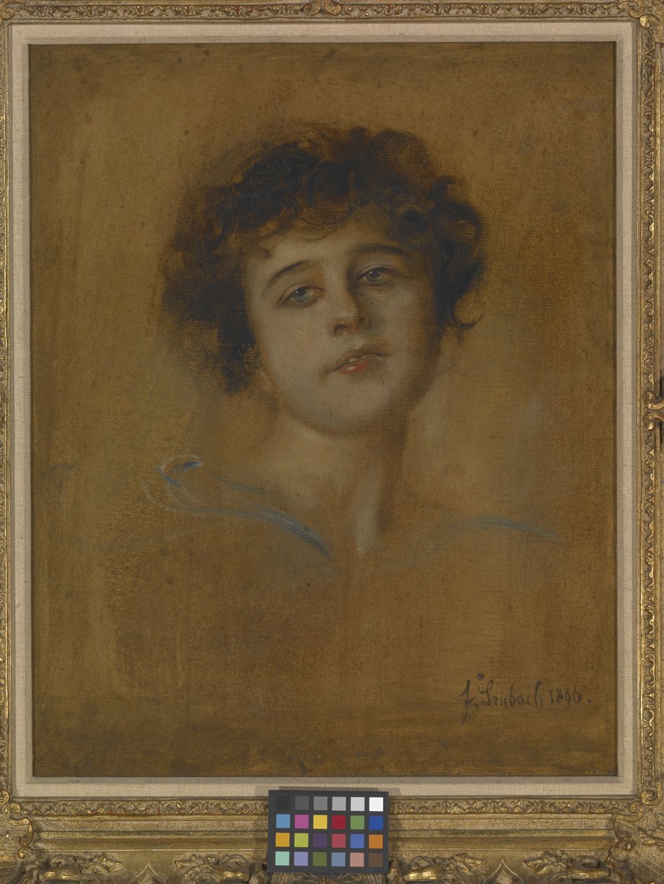 Portrett av en ung kvinne (olje på lerret) av Franz Seraph von Lenbach