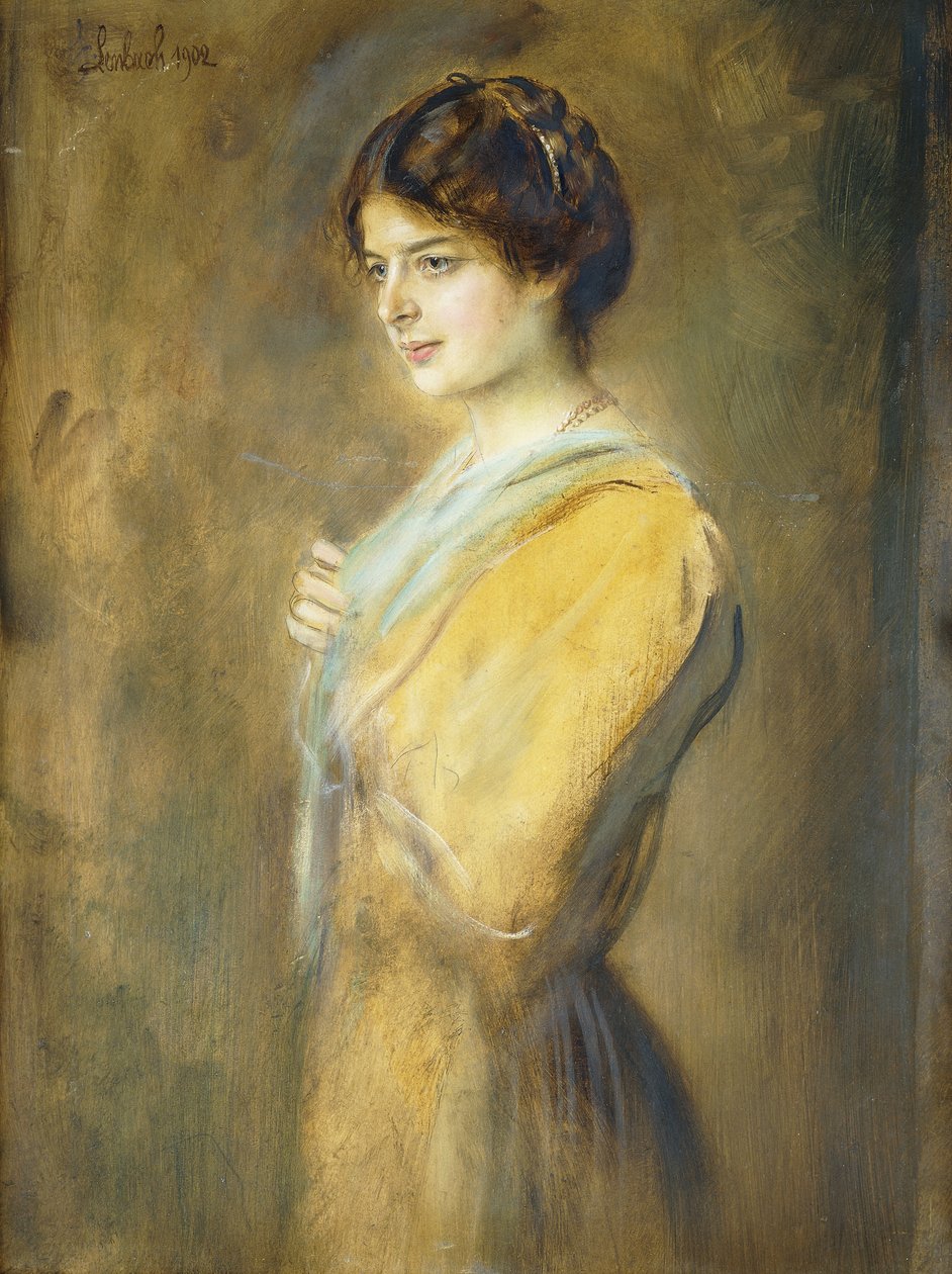 Portrett av Grafin Ilse Seilern, trekvarts lengde, av Franz Seraph von Lenbach