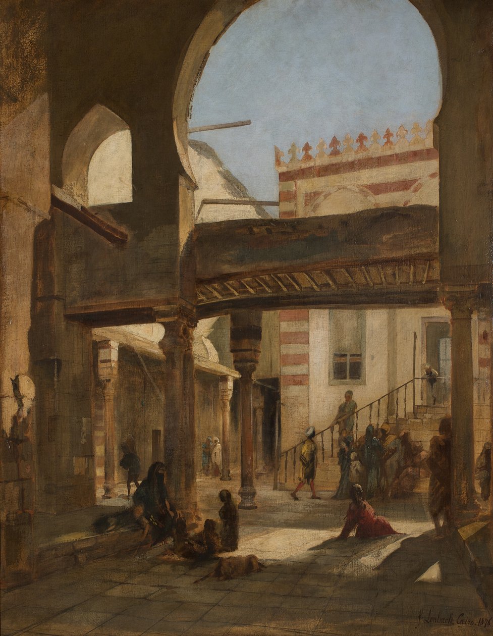 Scene i Kalaun-moskekomplekset Kairo av Franz Seraph von Lenbach