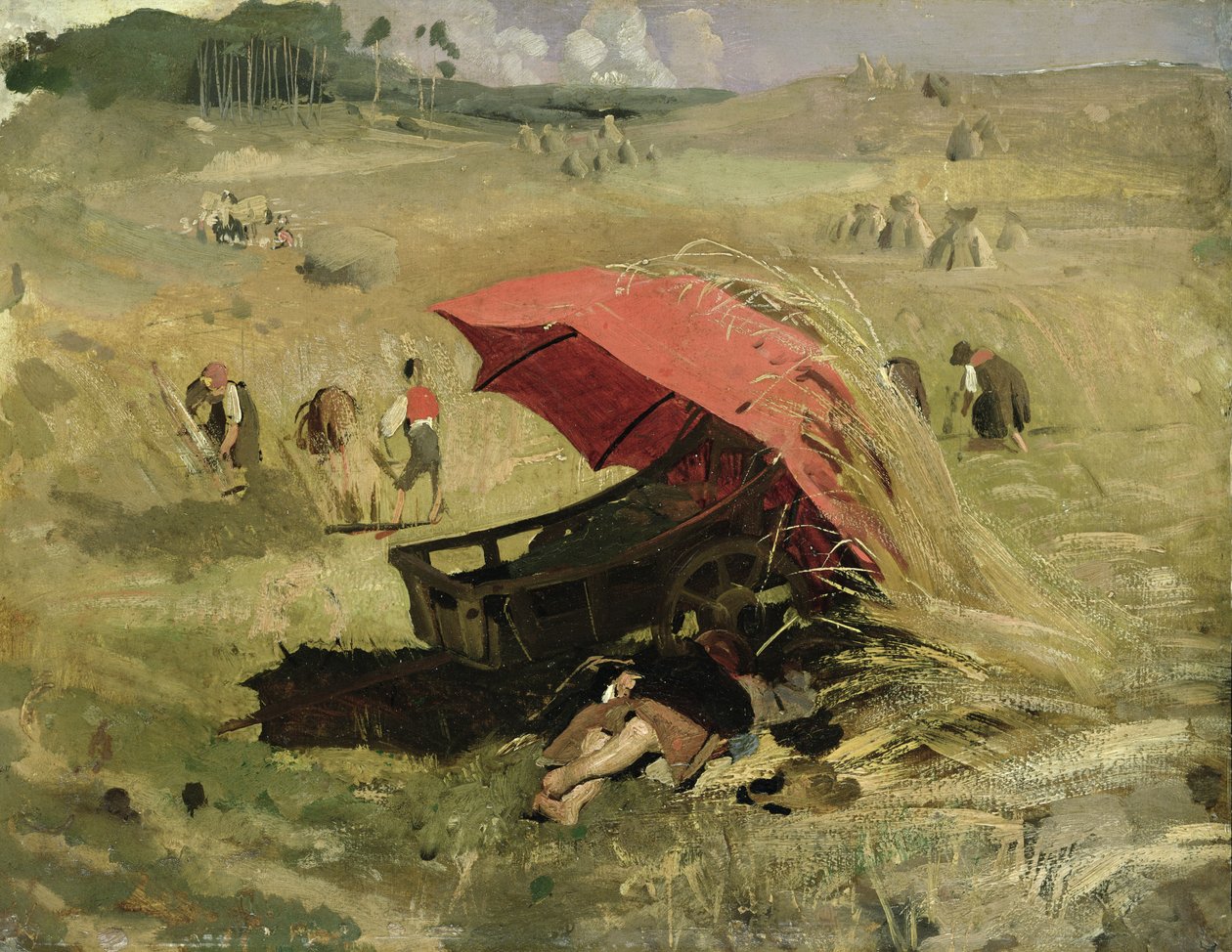 The Red Sunshade, ca. 1860 (olje på papir om bord) av Franz Seraph von Lenbach