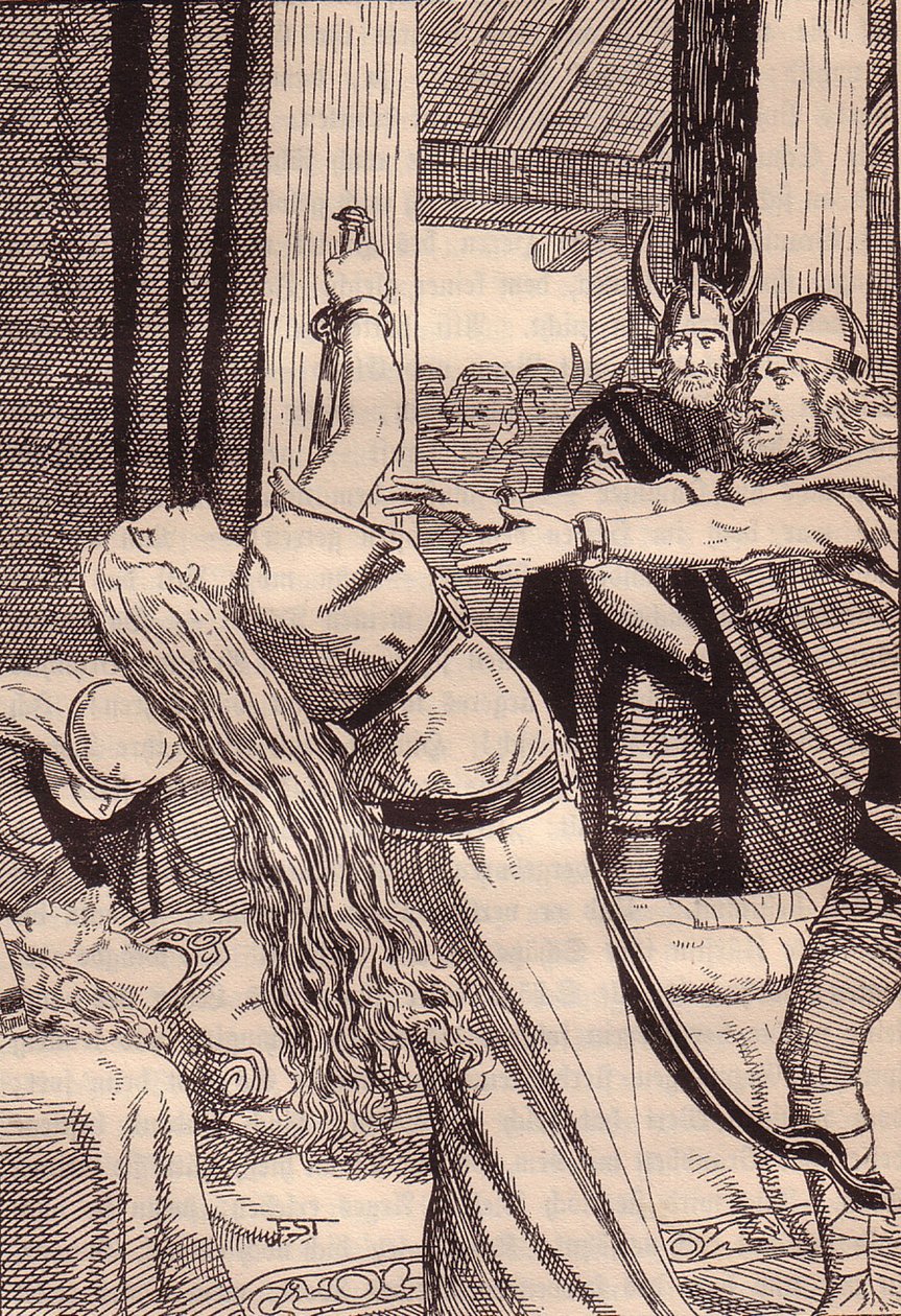 Illustrasjon til The Edda: Germanic Gods and Heroes av Hans von Wolzogen av Franz Stassen