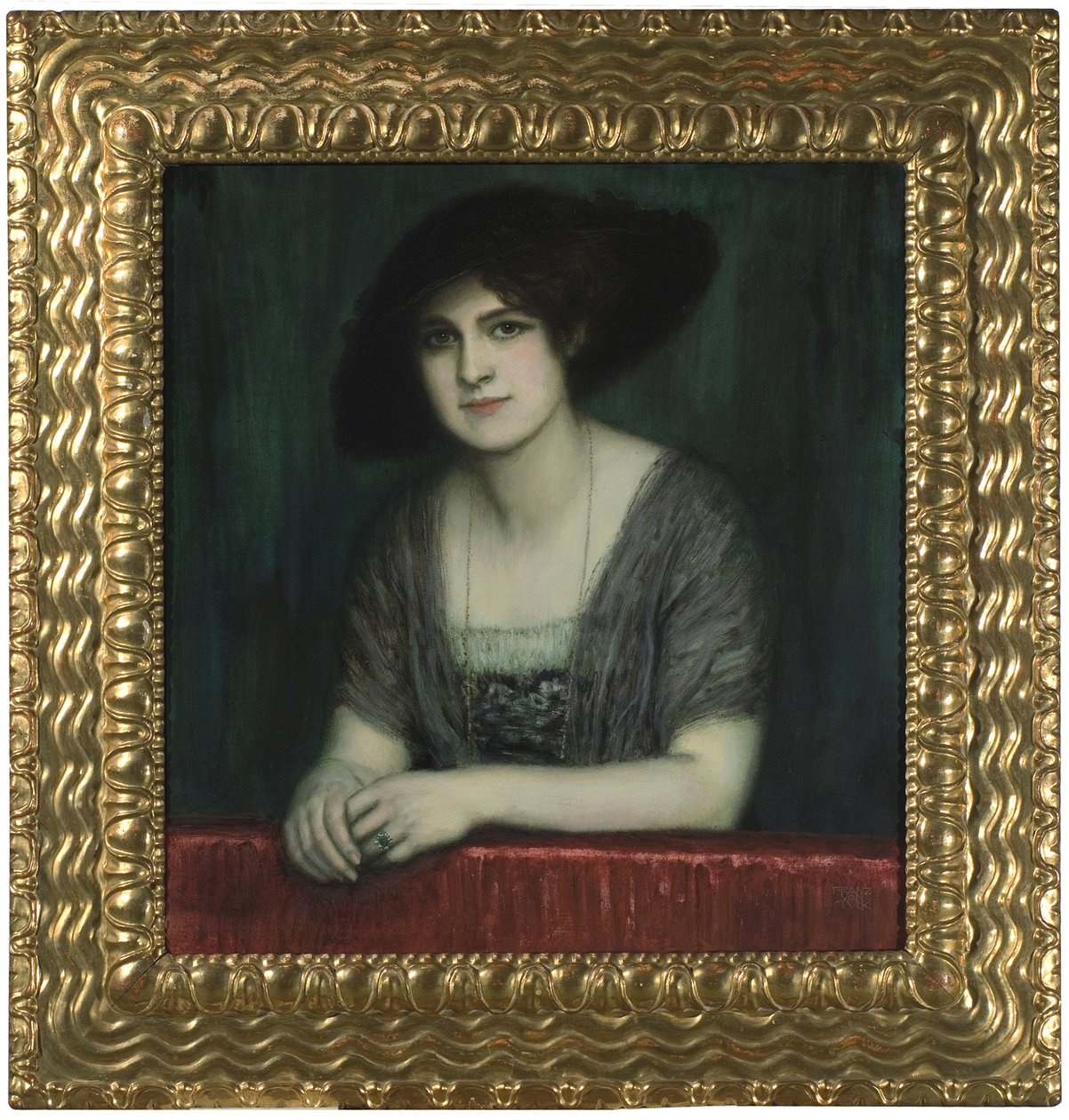 Mary med mørk hatt, ca. 1916. av Franz Stuck Ritter von