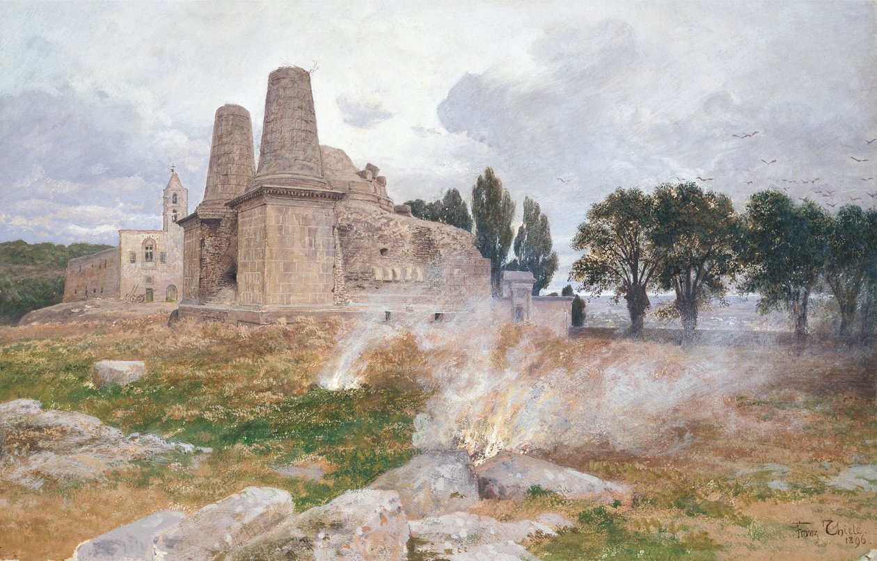 Ruinene av et tempel, Sør-Amerika av Franz Thiele