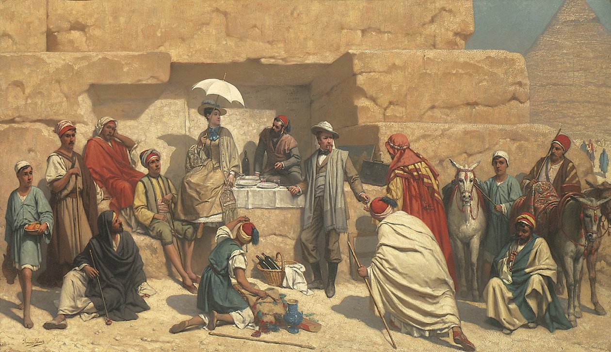 Lunsj ved foten av pyramidene, Gizeh av Franz Vinck
