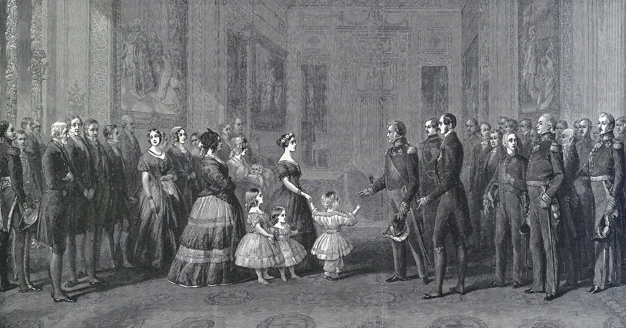 Dronning Victoria av England (1819-1901) tar imot Louis-Philippe I (Louis Philippe d
