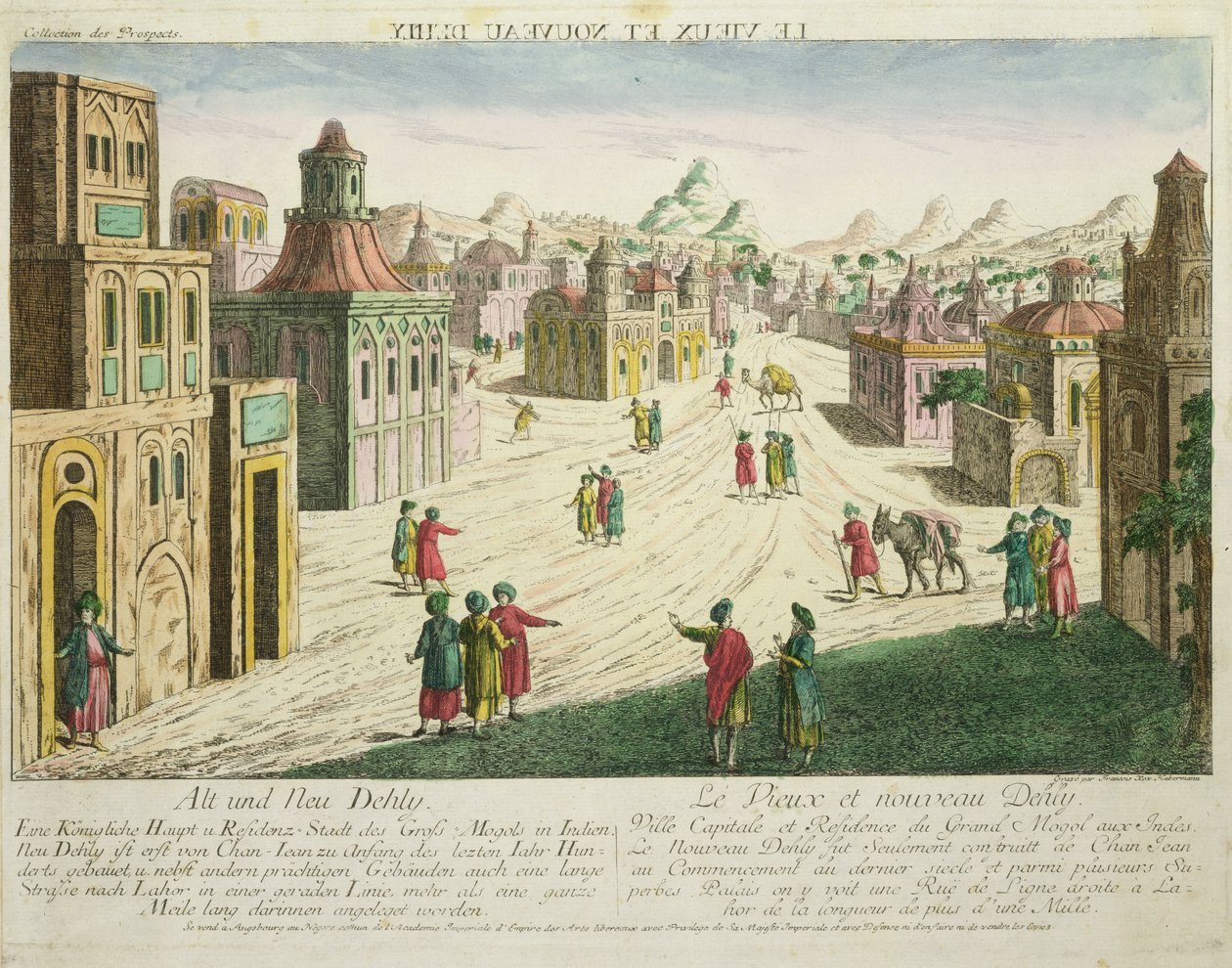 Gamle og New Delhi (akvatint) av Franz Xaver Habermann