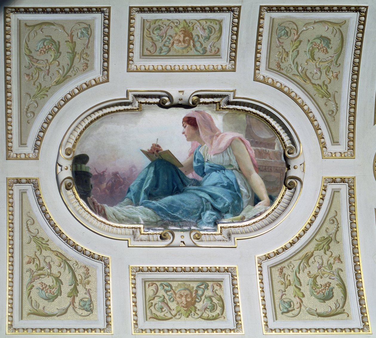 Allegorisk historiefigur, 1890 (takmaleri) av Franz Xaver Simm