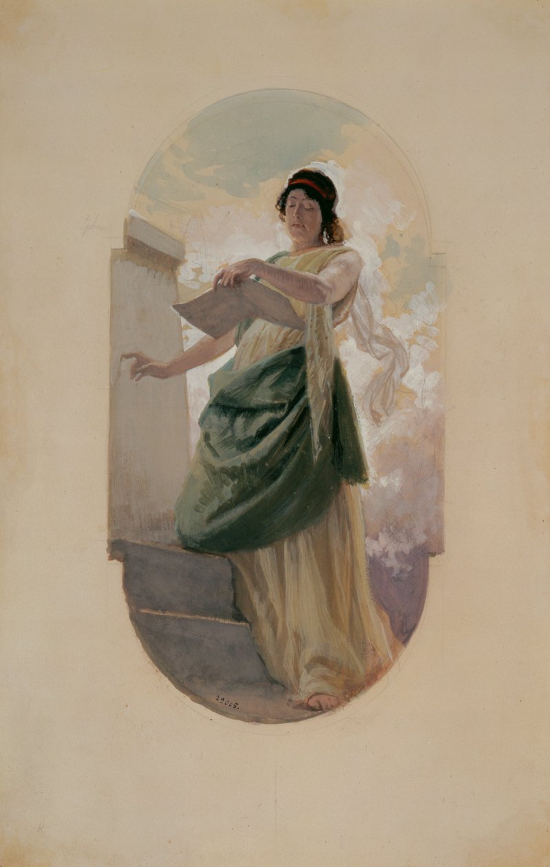 Epigrammet, en studie, 1890 (blyant, wc) av Franz Xaver Simm