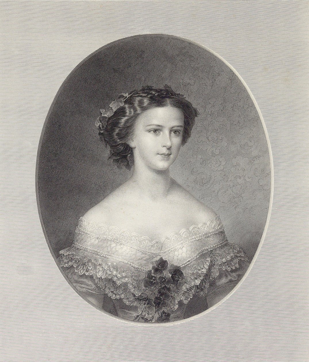 Portrett av keiserinne Elisabeth av Østerrike, ca 1855. av Franz Xaver Stöber