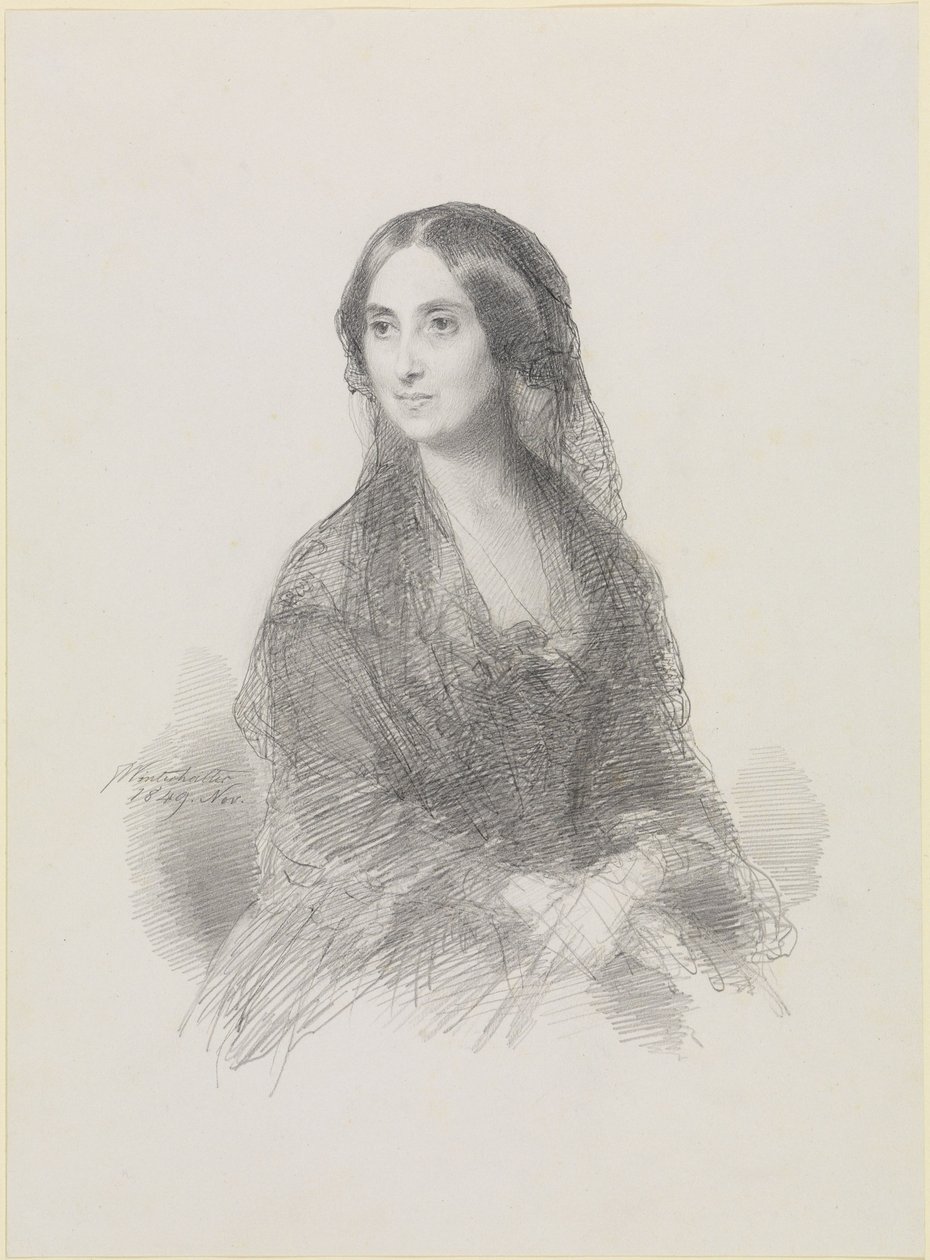 Portrett av en dame i spansk drakt, sittende, halvfigur av Franz Xaver Winterhalter