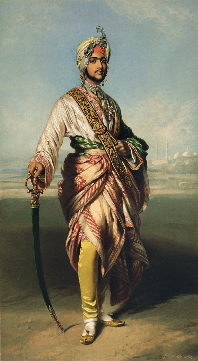 Duleep Singh, Maharajah of Lahore (1838-93), 1854 litografiert av R.J. Lane (litografi) av Franz Xaver Winterhalter