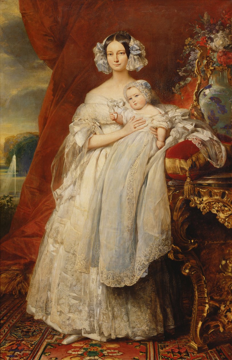 Helene-Louise de Mecklembourg-Schwerin, hertuginne av Orleans (1814-58) med sønnen grev av Paris (1838-94) 1839 (olje på lerret) av Franz Xaver Winterhalter