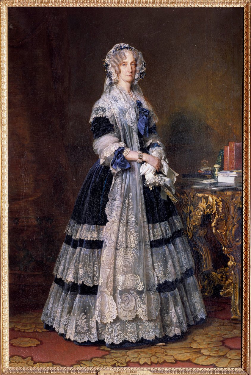 Portrett til fots av Marie Amelie de Bourbon, franskmennenes dronning (1782-1866). Maleri av Xaver Winterhalter (1806-1873) 1842. Dim. 2,15 x 1,40 m av Franz Xaver Winterhalter