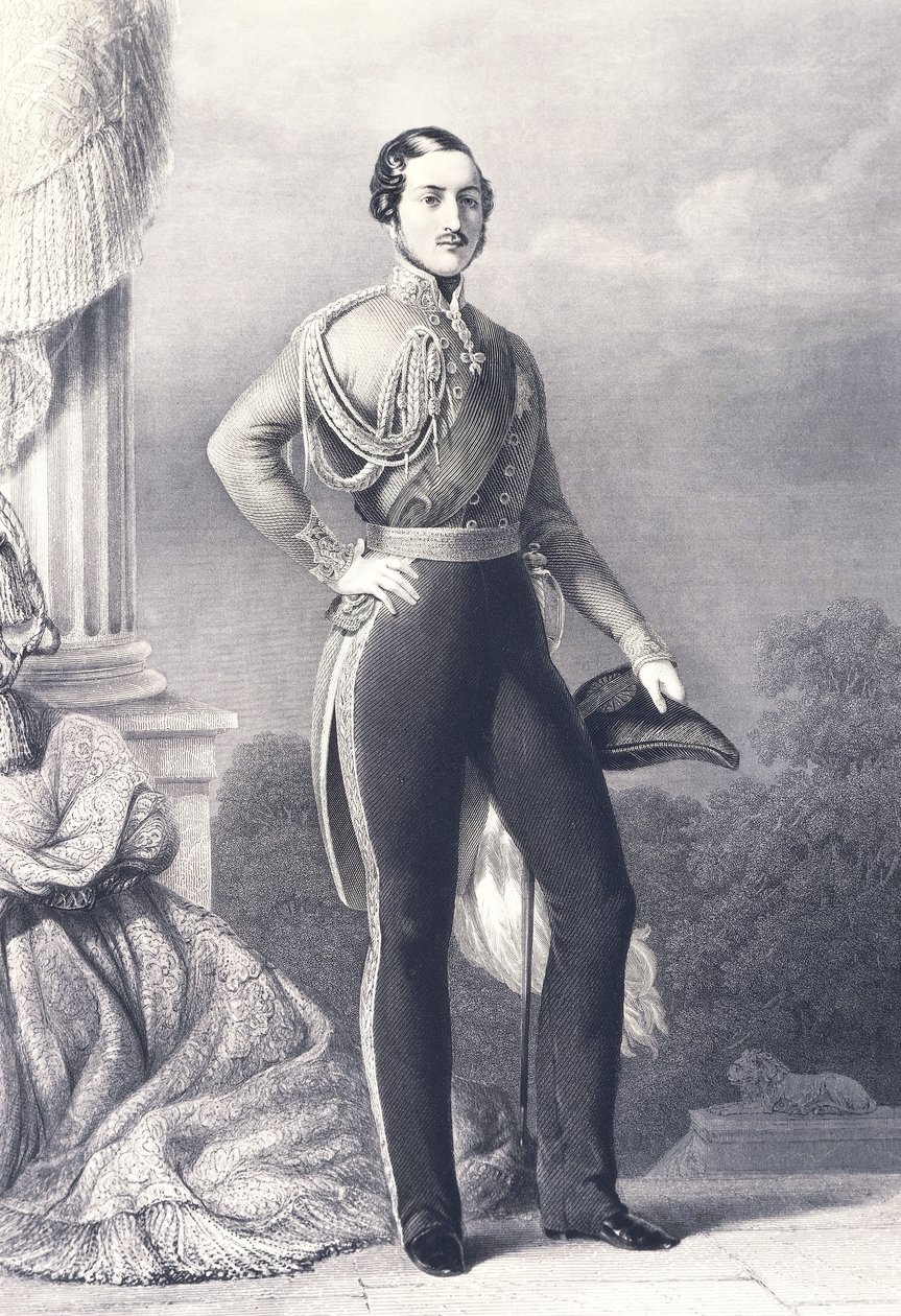Portrett av Albert av Saxe-Coburg-Gotha, ektemann til dronning Victoria og prinsgemalen av Storbritannia, av Franz Xaver Winterhalter, trykk av Franz Xaver Winterhalter