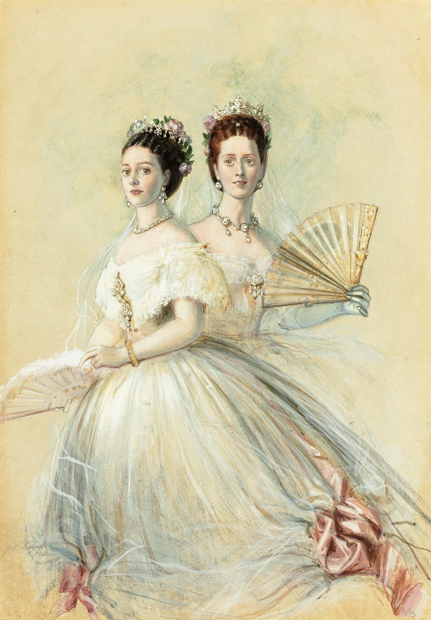 Portrett av tsarina Maria Feodorovna og hennes søster Alexandra, prinsesse av Wales, 1868 av Franz Xaver Winterhalter