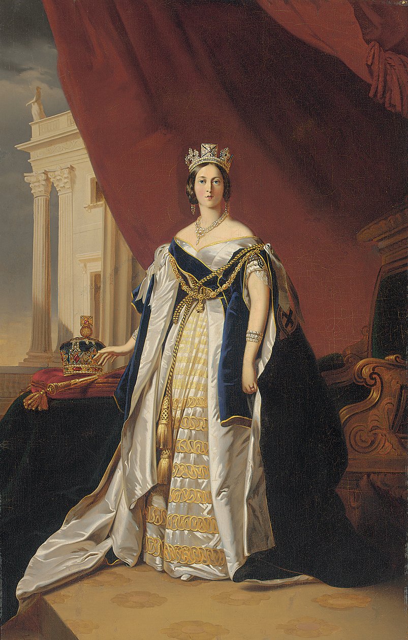 Portrait of Queen Victoria in coronation robes av Franz Xaver Winterhalter
