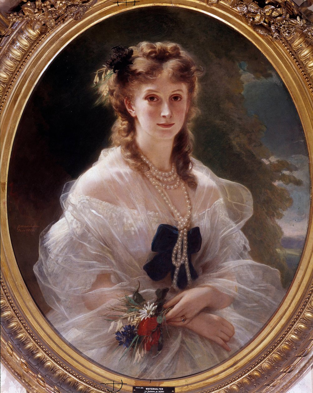 Portrett av hertuginnen av Morny, prinsesse Troubestkoy (eller Troubeztkoy). Maleri av Franz Xaver Winterhalter (1806-1873) av Franz Xaver Winterhalter
