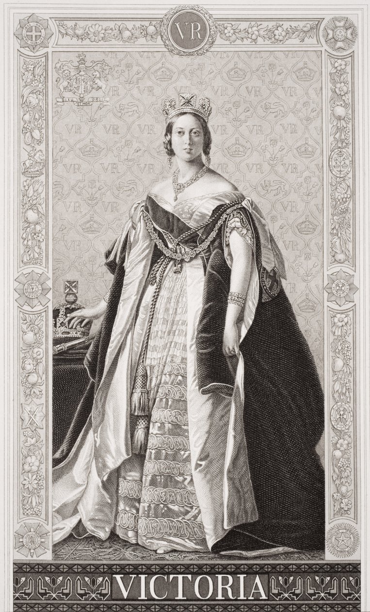 Dronning Victoria (1819-1901) fra "Illustrasjoner av engelsk og skotsk historie" bind II av Franz Xaver Winterhalter