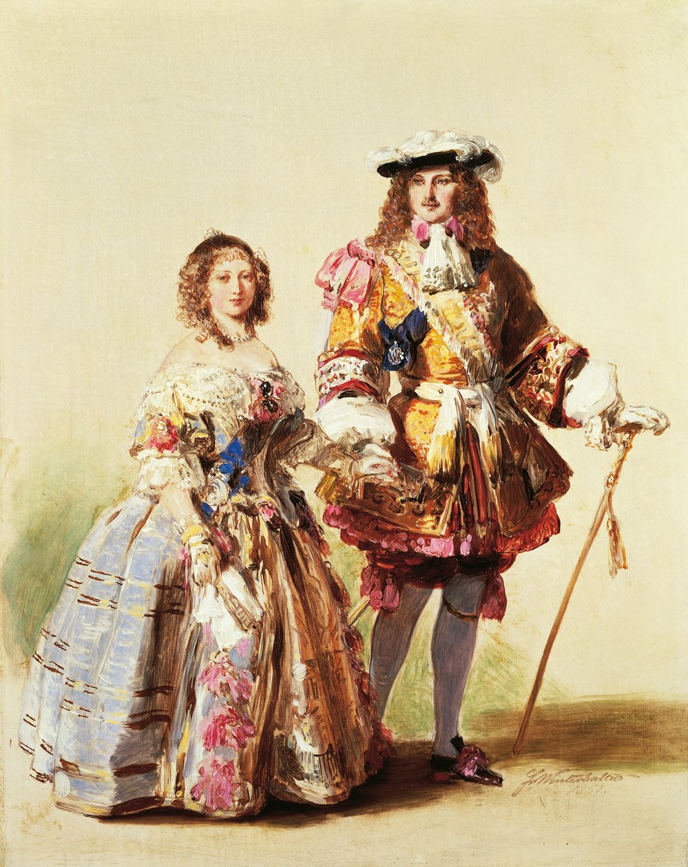 Dronning Victoria og prins Albert iført klær fra restaureringen til ballet deres i 1851, maleri av Franz Xaver Winterhalter (1805-1873) av Franz Xaver Winterhalter
