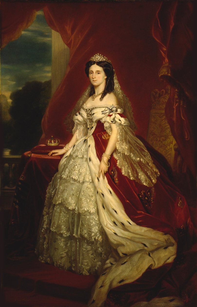 Prinsesse Augusta av Sachsen-Weimar-Eisenach 1811-1890, dronning av Preussen, ca 1859. av Franz Xaver Winterhalter School of .