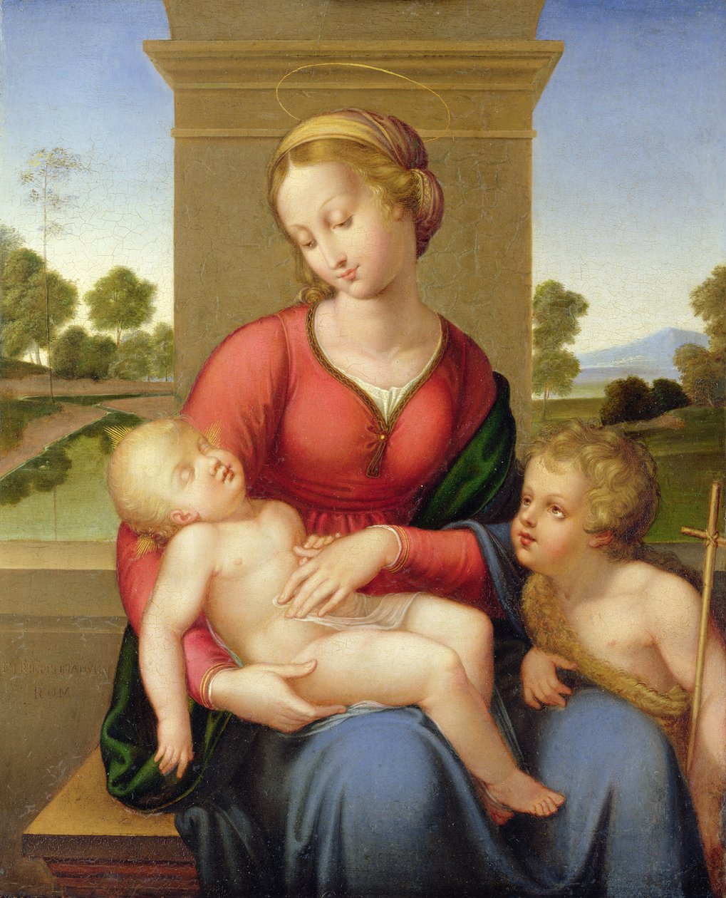 Madonna med barn og en ung døperen Johannes av Franz and Johannes 1788 1860 Riepenhausen