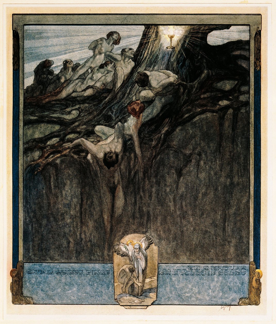 Østerrike, Wien, illustrasjon av Dante Alighieris guddommelige komedie (himmel, sang IV) av Franz von Bayros av Franz von (1866 1924) Bayros
