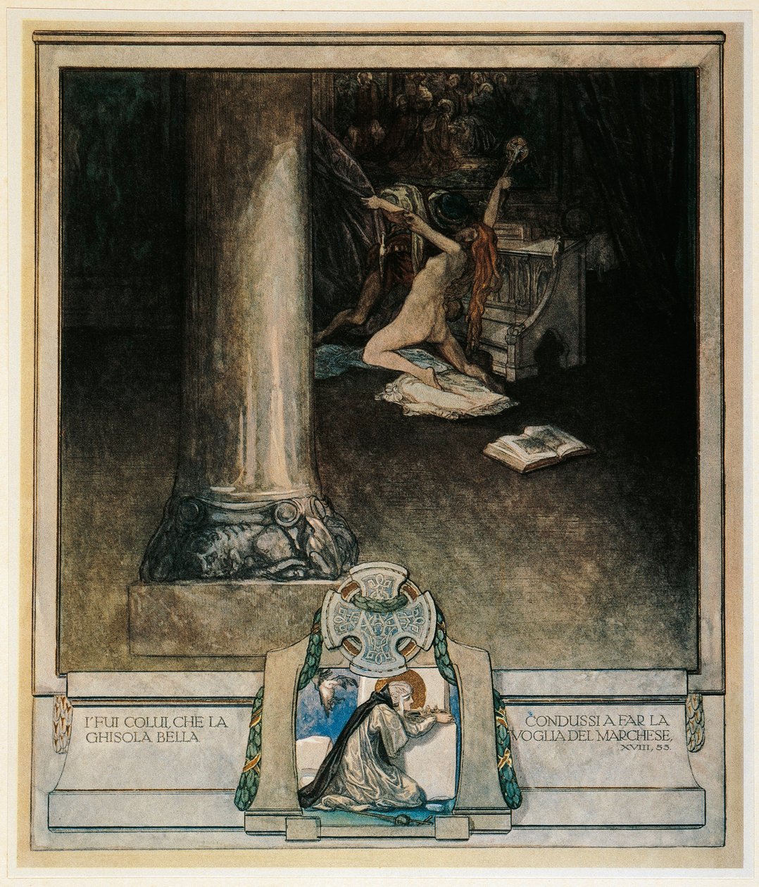 Østerrike, Wien, illustrasjon av Dante Alighieris guddommelige komedie (helvete, sang XVIII) av Franz von Bayros av Franz von (1866 1924) Bayros
