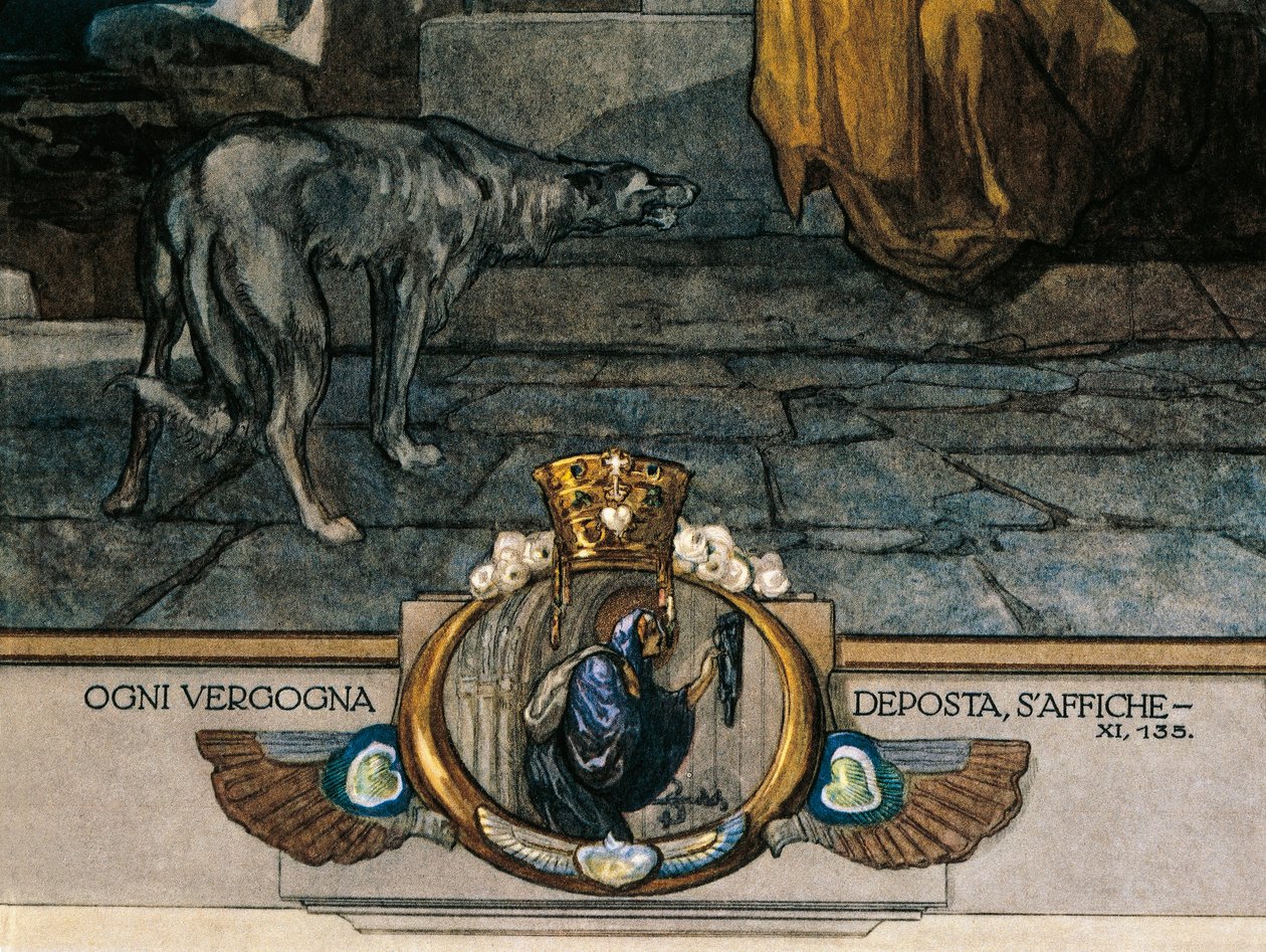 Østerrike, Wien, illustrasjon av Dante Alighieris guddommelige komedie (skjærsilden, sang XI) av Franz von Bayros, detalj av Franz von (1866 1924) Bayros