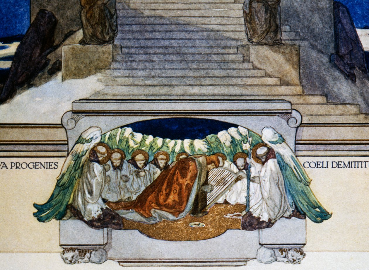 Og nye avkom kommer ned fra himmelen, Skjærsilden, canto XXII, Divine Comedy of Dante Alighieri, illustrasjon av Franz von Bayros (1866-1924), Wien av Franz von  Bayros