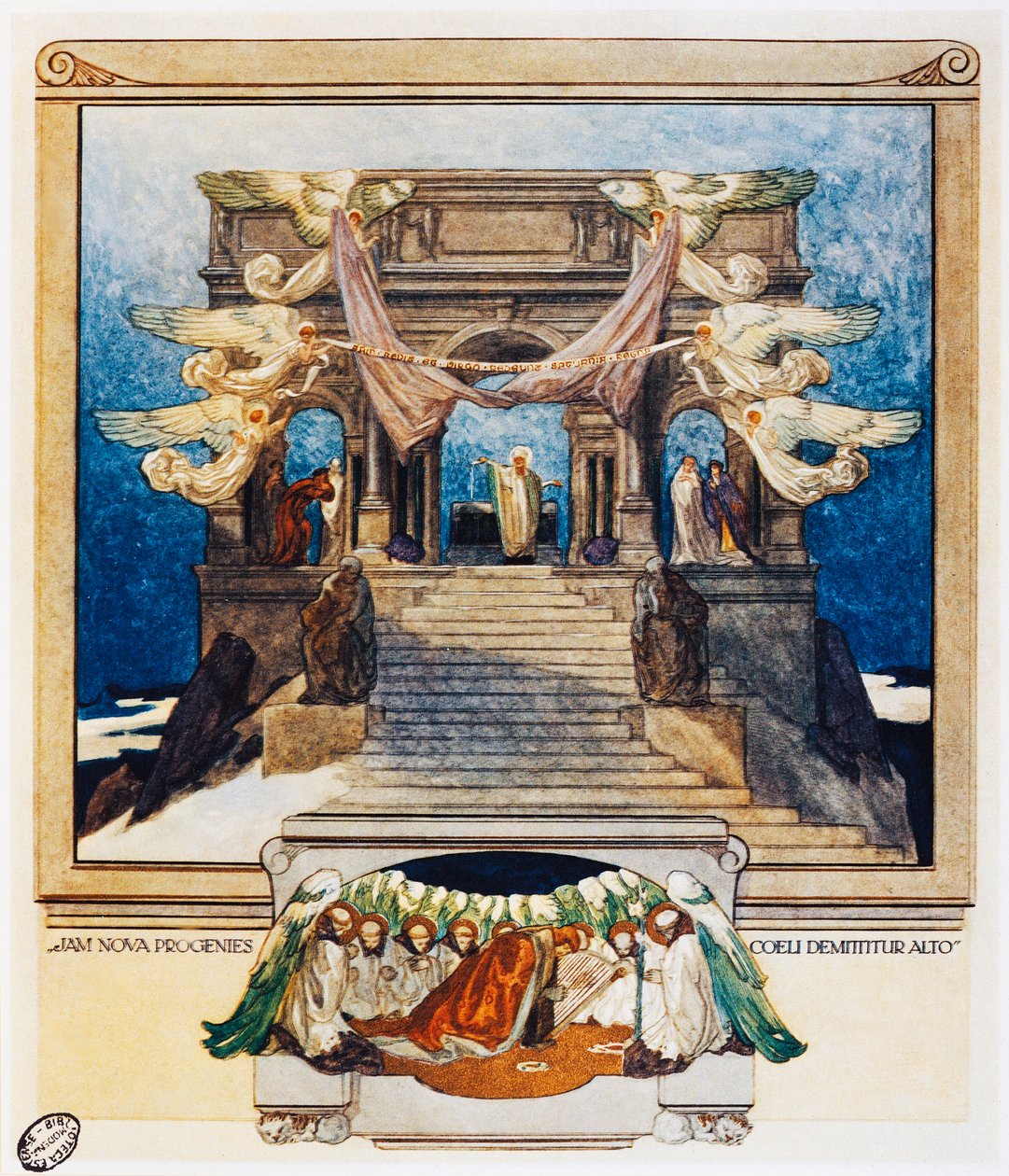 Og nye avkom kommer ned fra himmelen, Vers 72, Purgatorio, Canto XXII, The Divine Comedy, av Dante Alighieri (1265-1325), illustrasjon av Franz Von Bayros (1866-1924), Wien av Franz von  Bayros