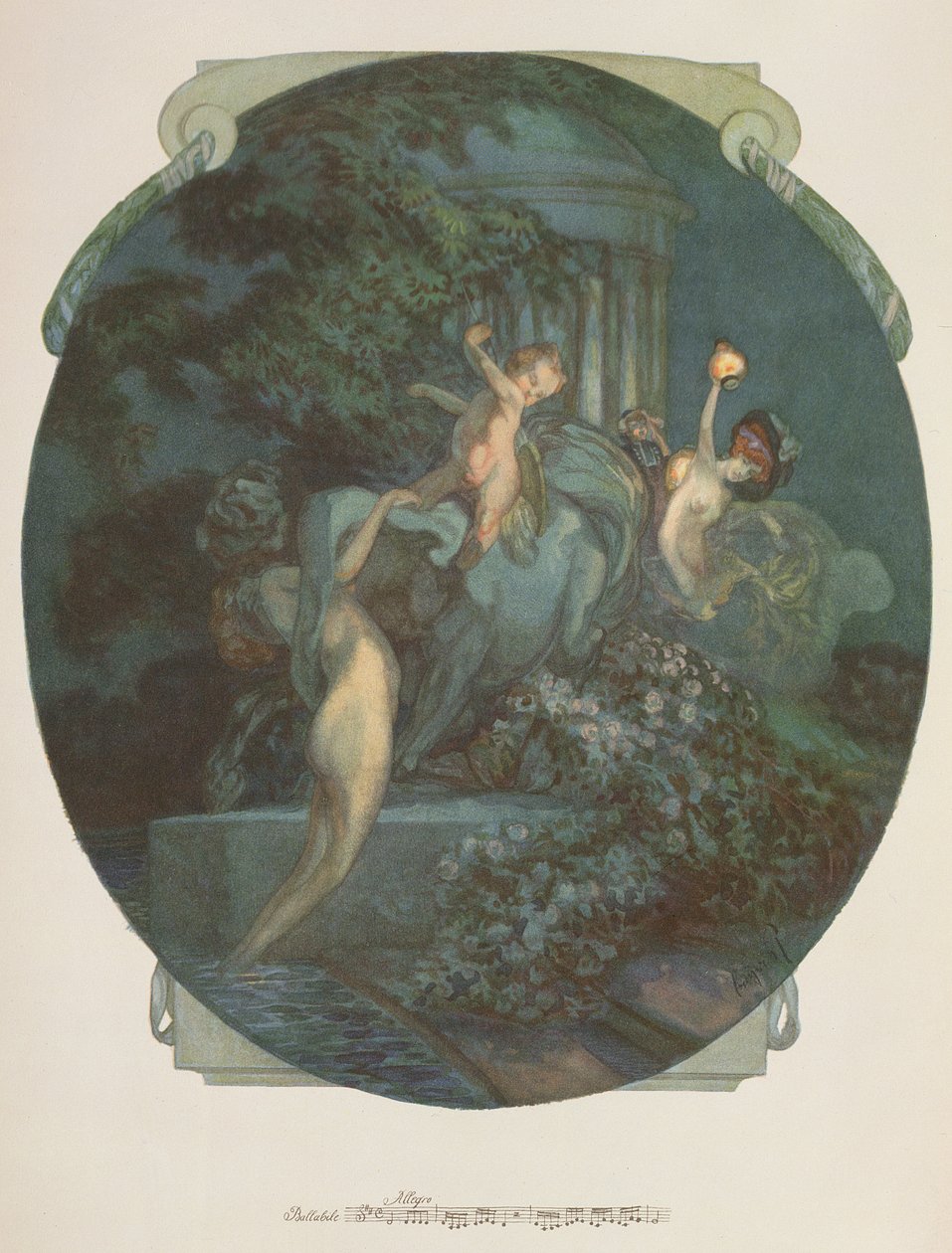 Kentaur, nymfer og amor av Franz von Bayros (1866 1924)