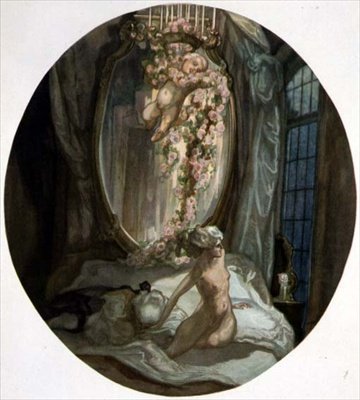 Kvinne på en seng av Franz von Bayros (1866 1924)