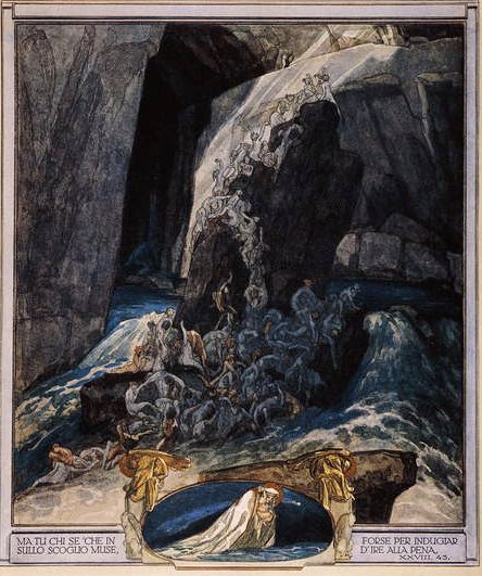 Illustrasjon fra Dantes guddommelige komedie, Inferno, Canto XXIII, 1921 (wc på papir) av Franz von Bayros