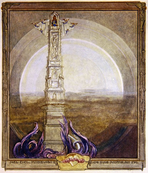 Illustrasjon fra Dantes guddommelige komedie, Paradiso, Canto I, 1921 (wc på papir) av Franz von Bayros