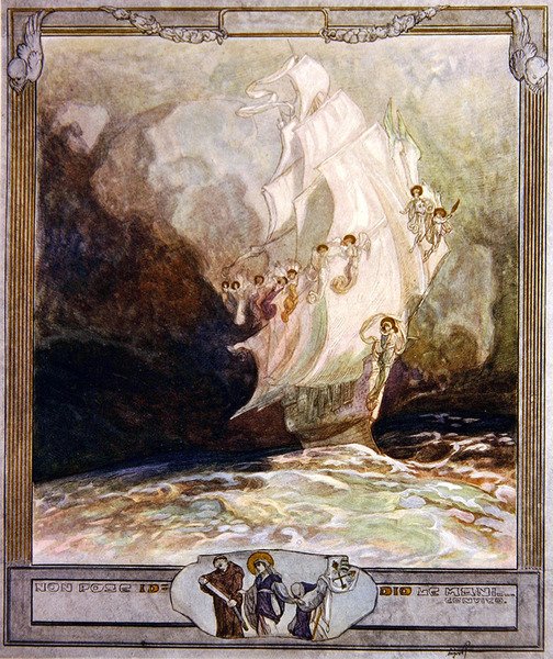 Illustrasjon fra Dantes Divine Comedy, Paradise, Canto XXVII, 1921 (wc på papir) av Franz von Bayros