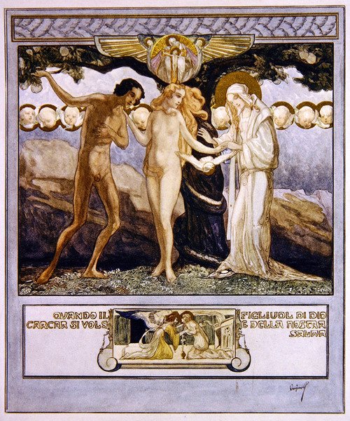 Illustrasjon fra Dantes Divine Comedy, Paradise, Canto XXXII, 1921 (wc på papir) av Franz von Bayros