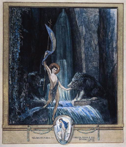Illustrasjon fra Dantes guddommelige komedie, Skjærsilden, Canto XIV: 45, 1921 (wc på papir) av Franz von Bayros