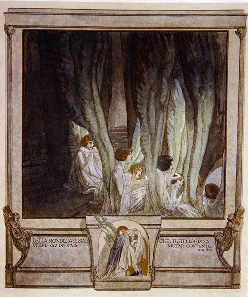 Illustrasjon fra Dantes Divine Comedy, Purgatory, Canto XXI: 62, 1921 (wc på papir) av Franz von Bayros