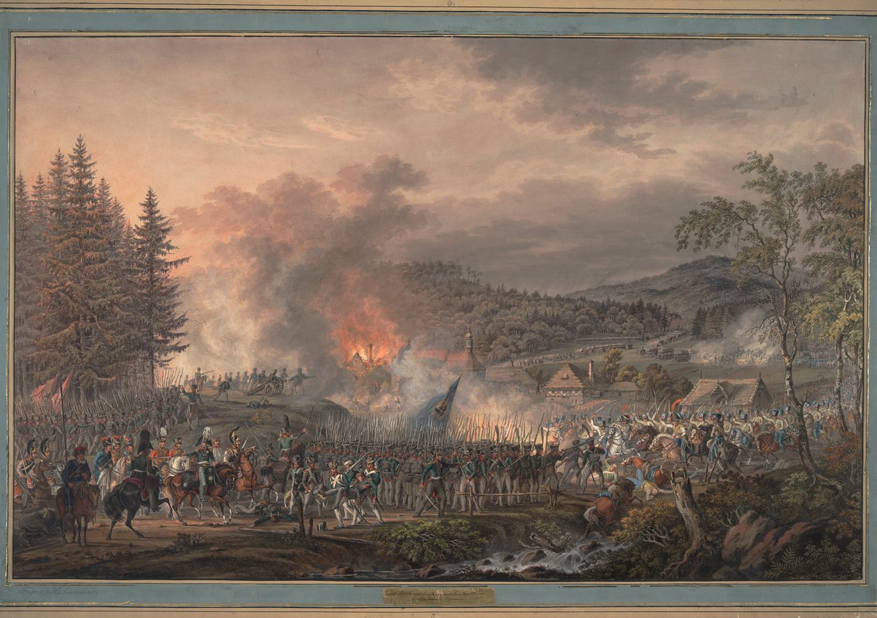 Slaget ved Kulm (1813), det russiske livgarderegimentet under kommando av grev Alexander Ivanovitch Ostermann Tolstoy (1772-1857) - Russisk livgarderegiment under kommando av grev Ostermann-Tolstoy - Habermann, Franz Edler, von (1788-? ) - 1813 - av Franz von Habermann