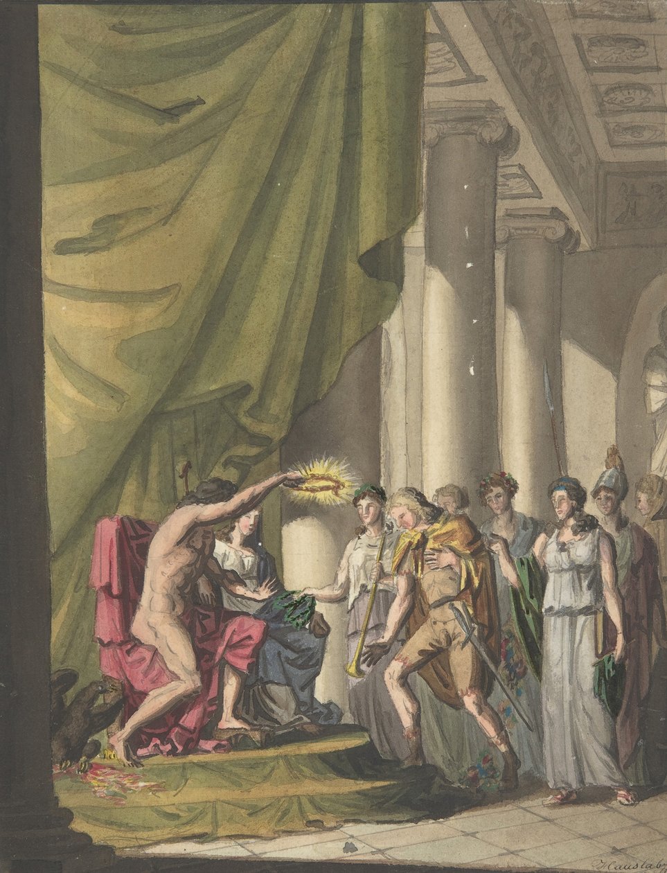 Allegory of Victory: Soldat blir kronet av laurbær, ca. 1814. av Franz von Hauslab