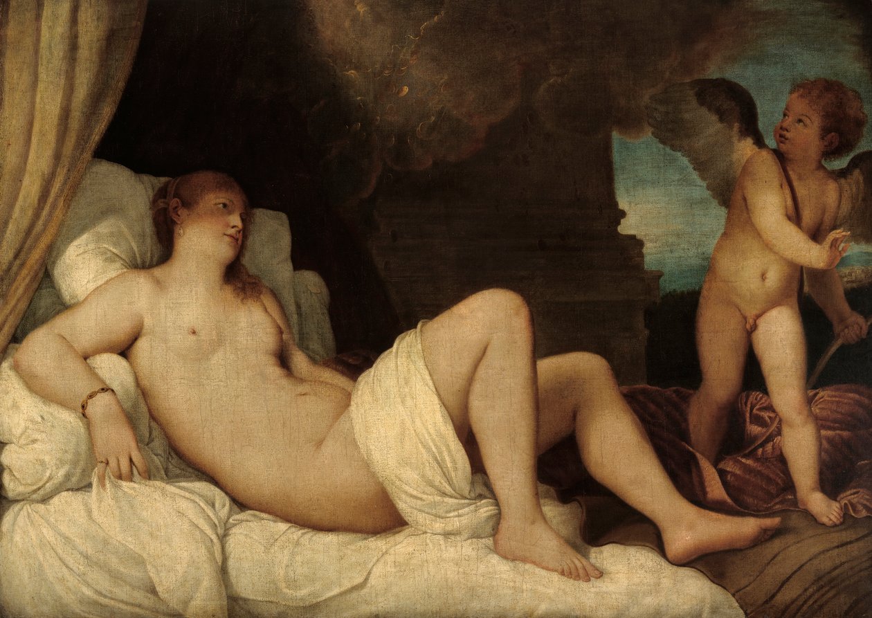Danaë, kopi etter Tizians maleri i Napoli av Franz von Lenbach
