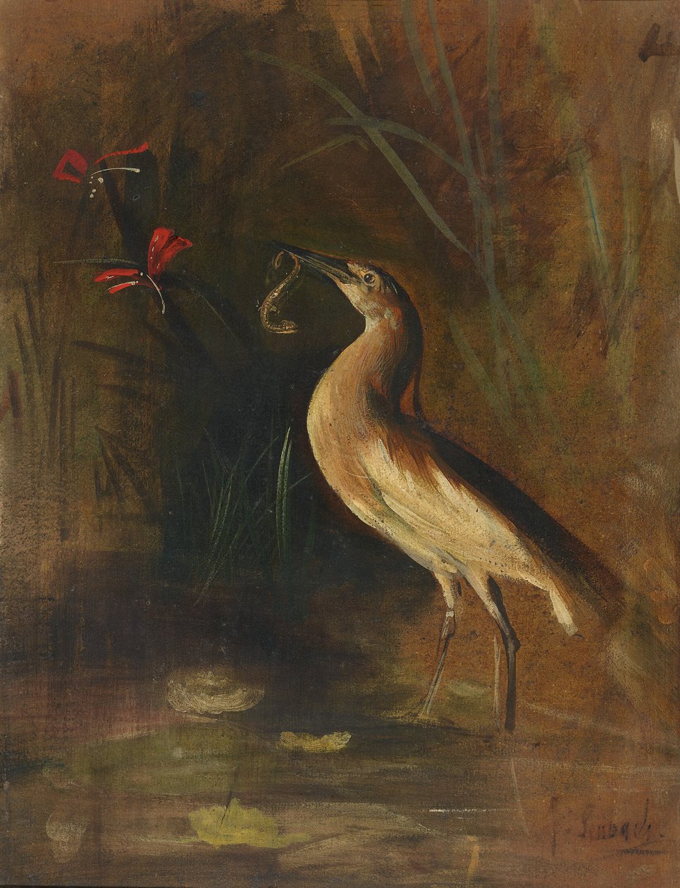 Fiskehegre og salamander av Franz von Lenbach