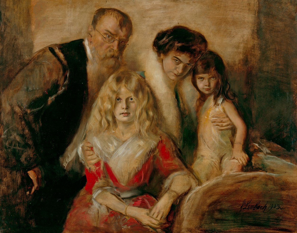 Franz von Lenbach med sin kone og døtre av Franz von Lenbach