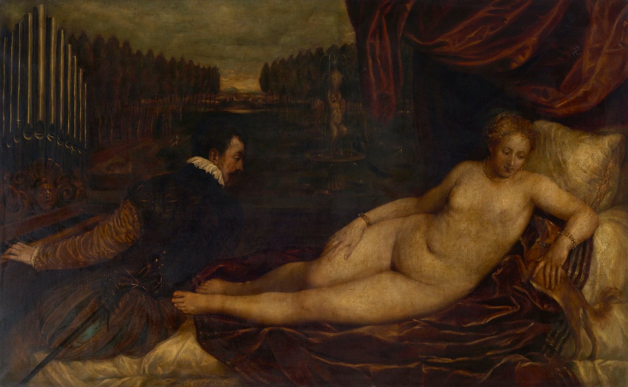 Kopi etter Tizian: Hvilende Venus og orgelspiller av Franz von Lenbach