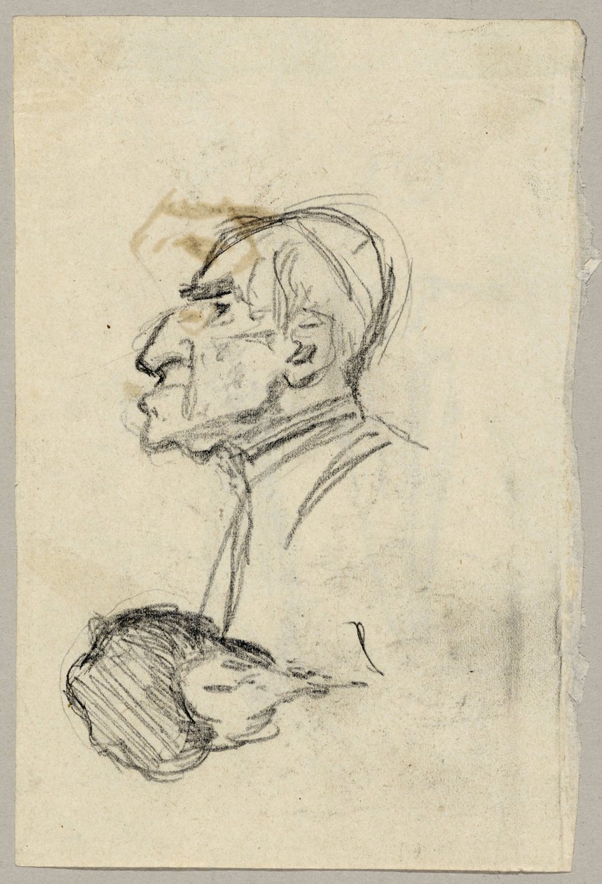 Portrettstudie av en kardinal, verso: muldyr sett bakfra (?) av Franz von Lenbach