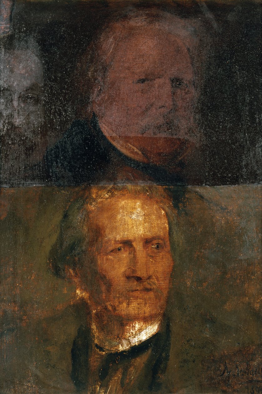 Portrettstudier (Moritz von Schwind og Gottfried Semper) av Franz von Lenbach