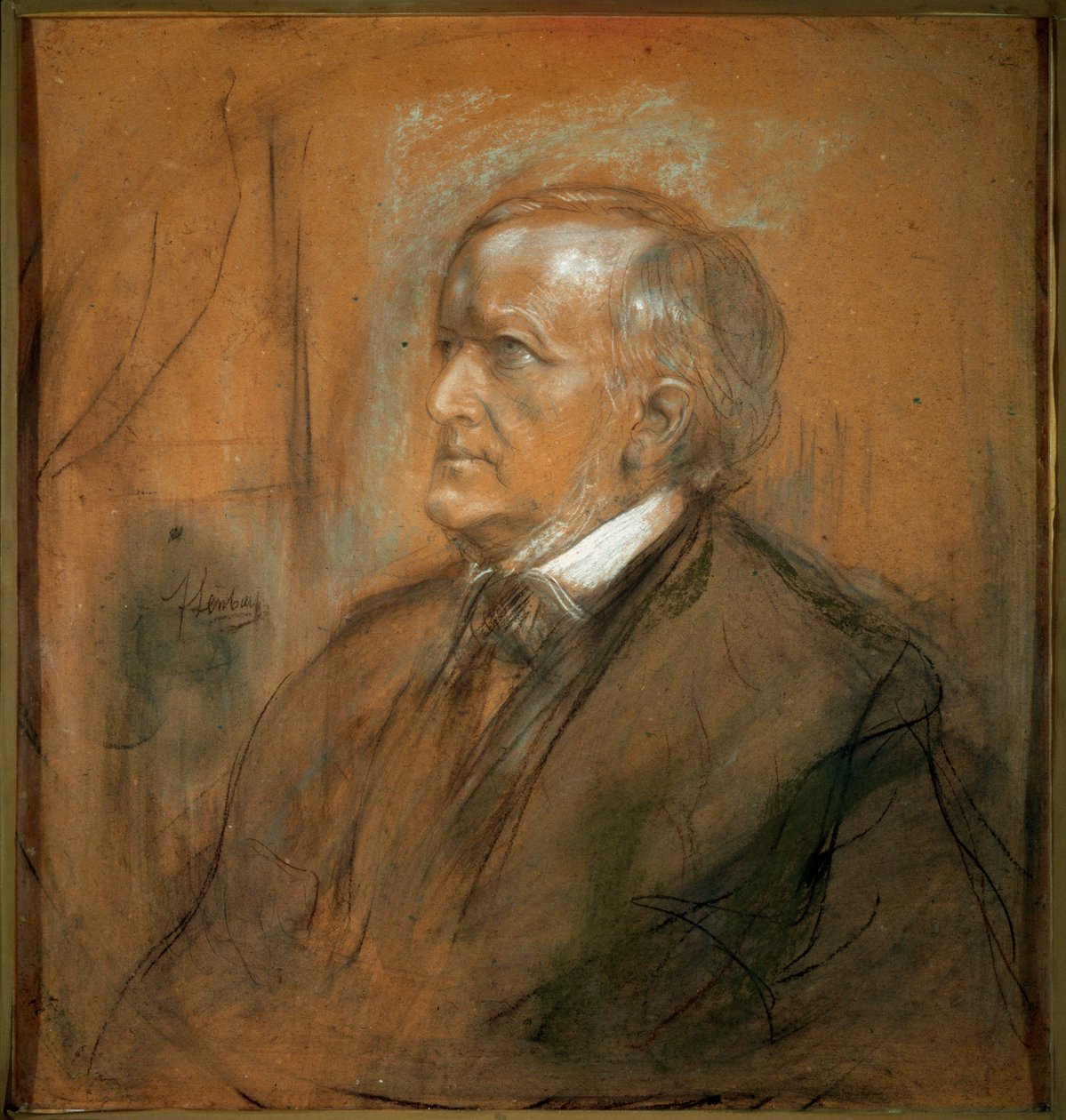 Portrett av komponisten Richard Wagner, 1813-1883, 1868. av Franz von Lenbach