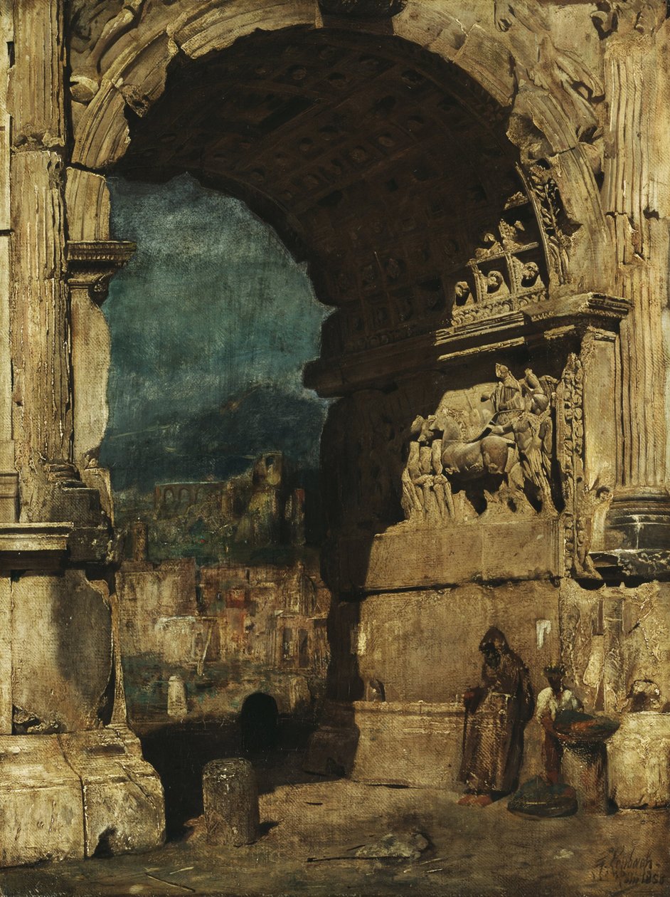 Studie til maleriet Titusbuen i Roma av Franz von Lenbach